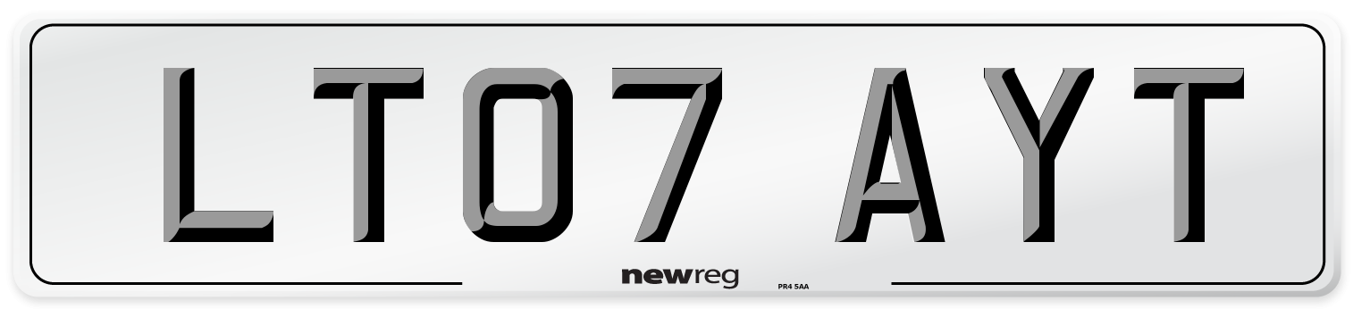 LT07 AYT Number Plate from New Reg